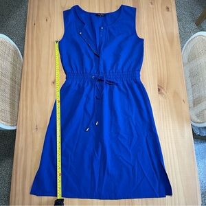 Just Love, size Medium: blue sleeveless dress with cinch waist, snap front